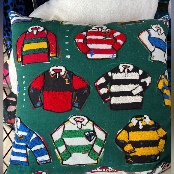 Rowing Target Rugby Shirt Corduroy Throw Pillow NWT 2023 Ralph Lauren style - Picture 3 of 3